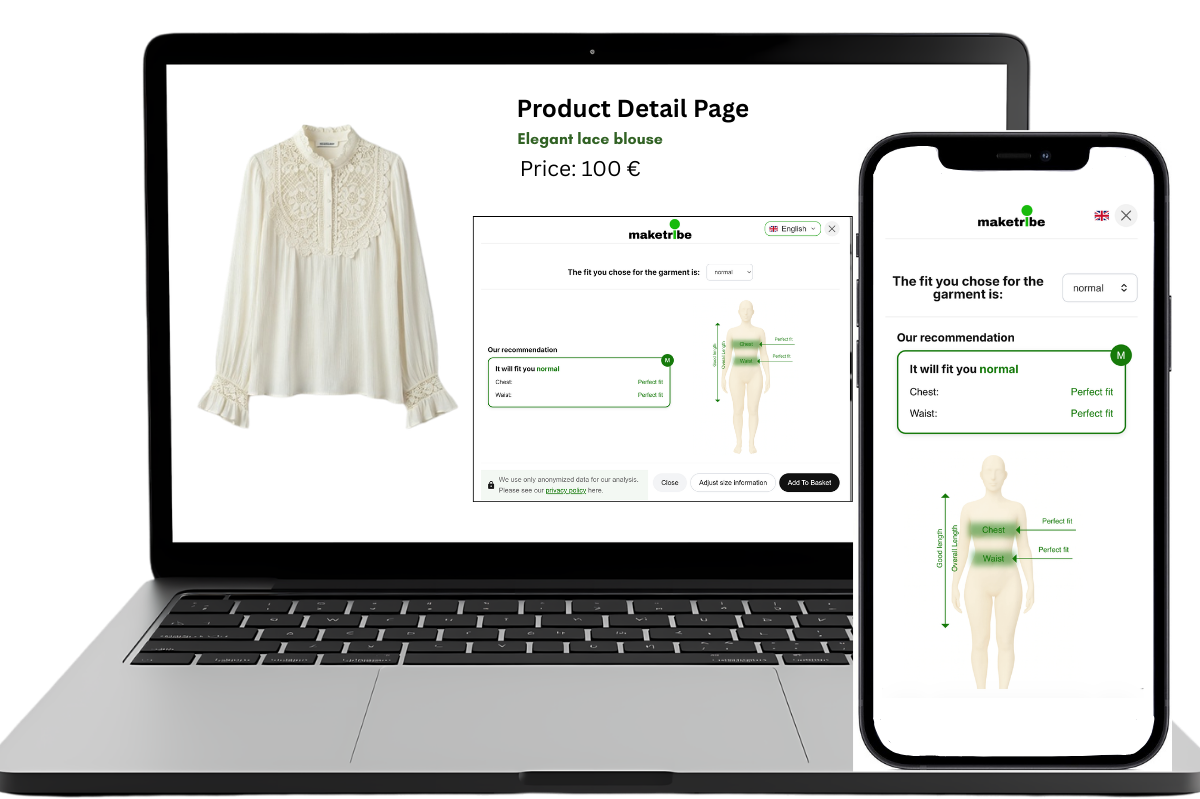 KI Größenempfehlung Widget im Online-Shop